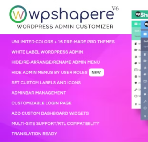 wpshaphere wordpress admin customizer
